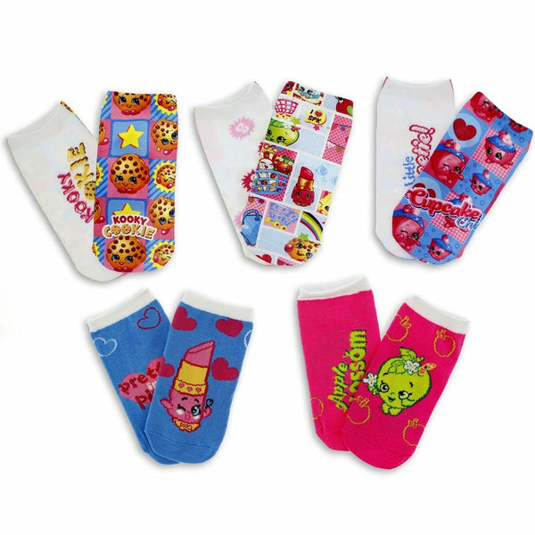 Shopkins Girls Pink Printed Socks - Set of 5