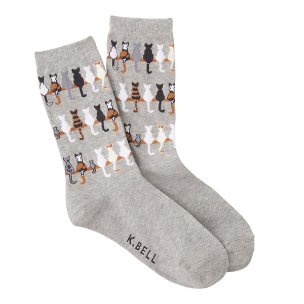 Cat Tails Grey Crew Socks