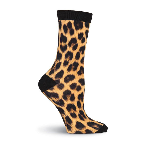 Leopard 360 Print Womens Crew Socks