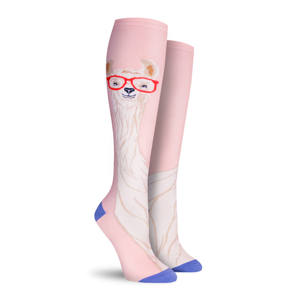 Llama With Glasses Knee High Socks