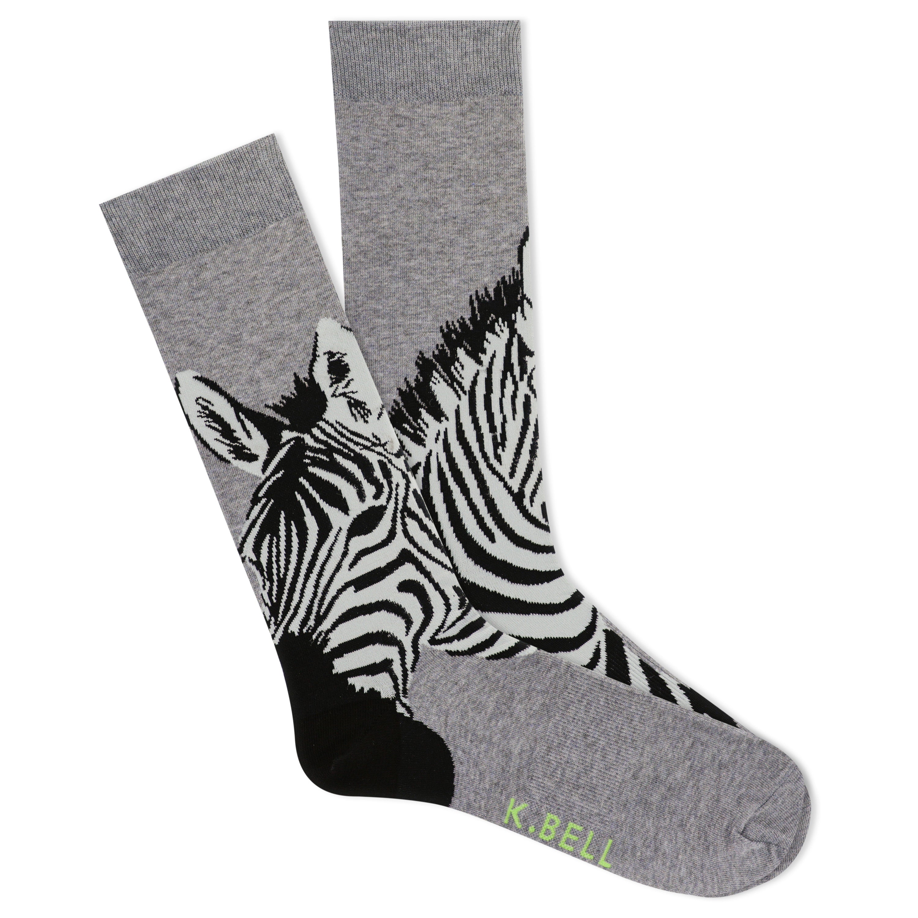 Zebra Men's Charcoal Crew Socks