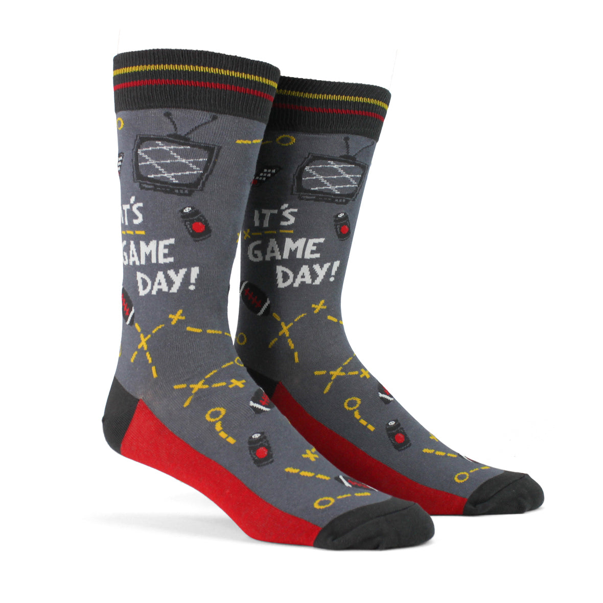 Game Day Colors Men's Red Crew Socks