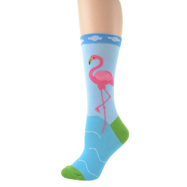 Flamingo Blue Crew Socks