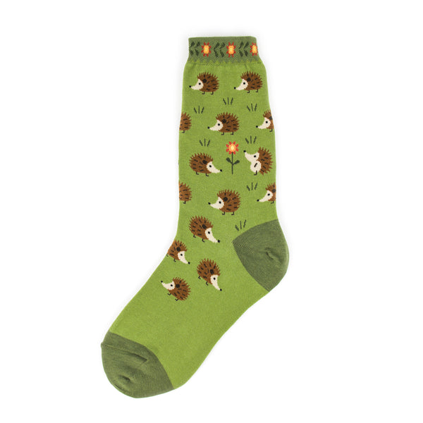 Hedgehog Green Crew Socks