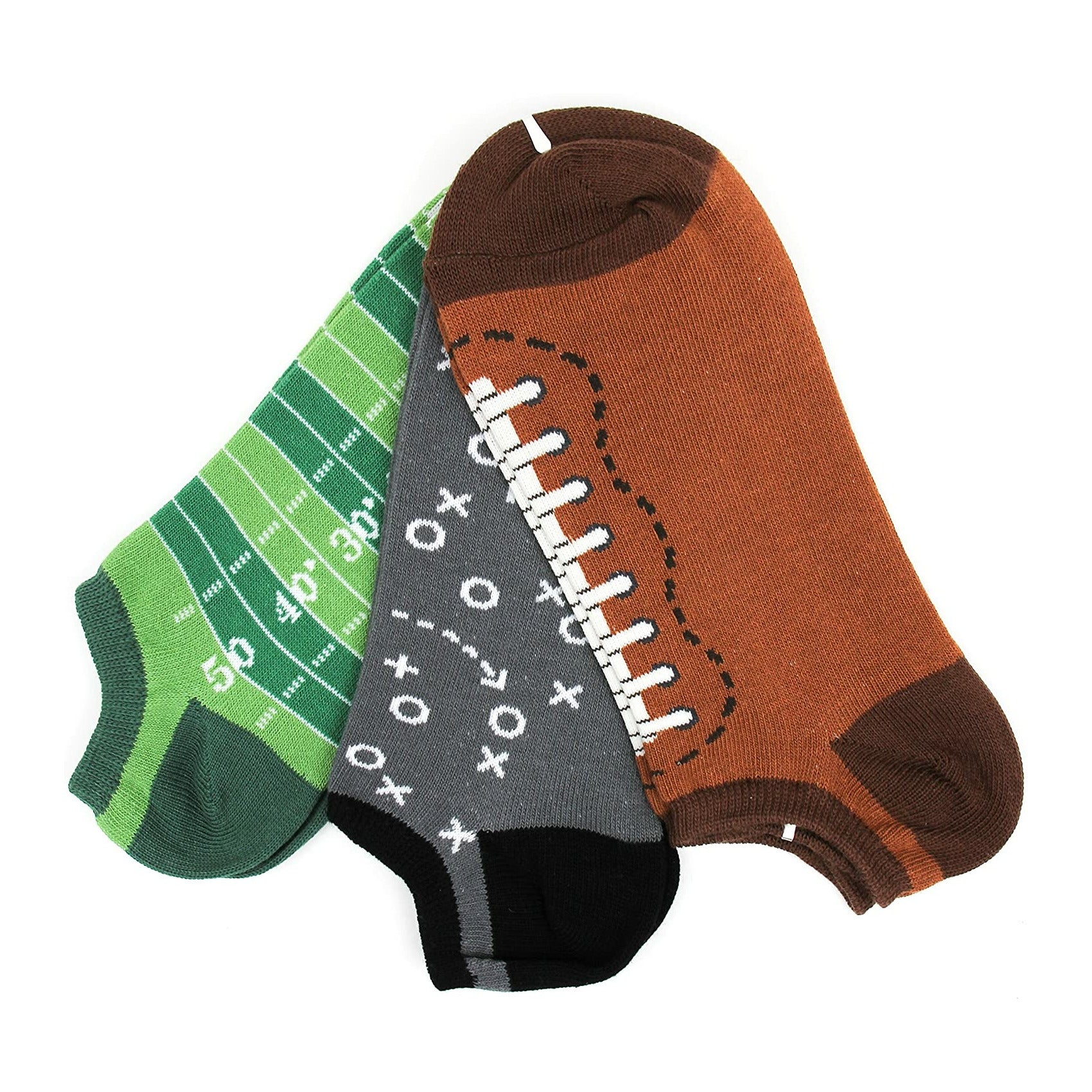 Football Men's No Show Socks - Set of 3