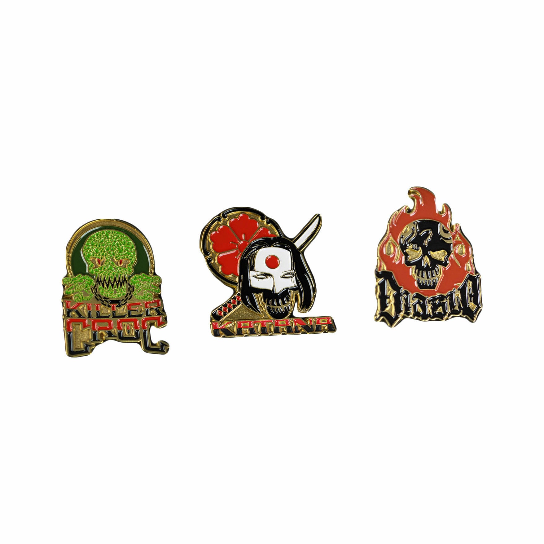 DC Comics Suicide Squad Killer Croc, Katana, & El Diablo Lapel Pin Set