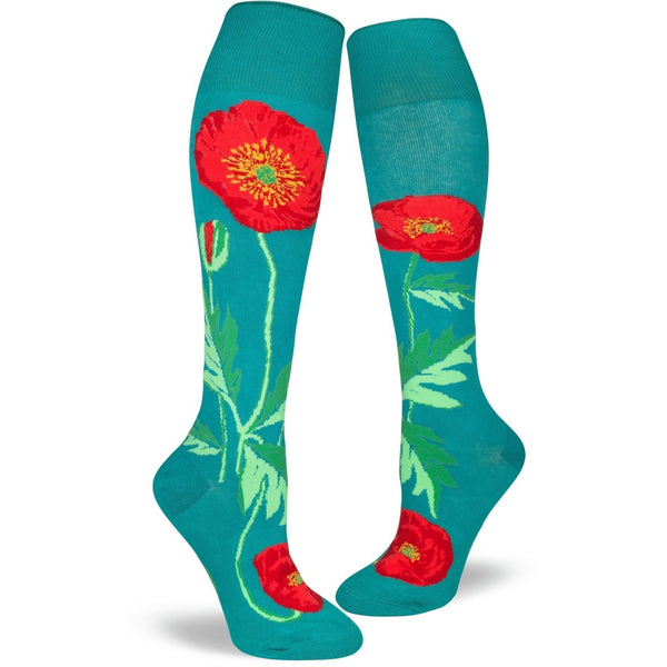Bold Poppies Knee High Socks