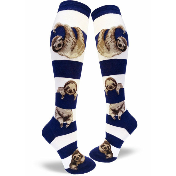 Sloth Stripe Women's Knee High Socks