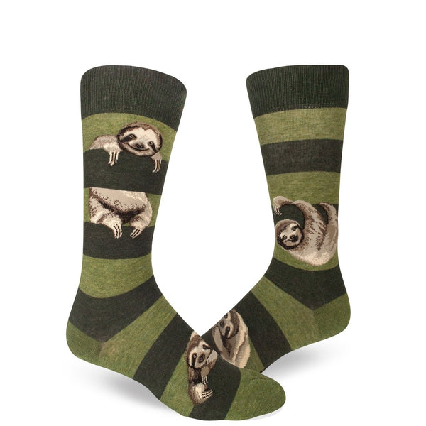 Sloth Stripe Green Crew Socks