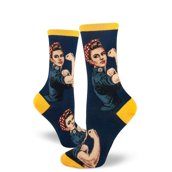Rosie The Riveter Blue Crew Socks