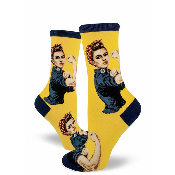 Rosie The Riveter Yellow Crew Socks