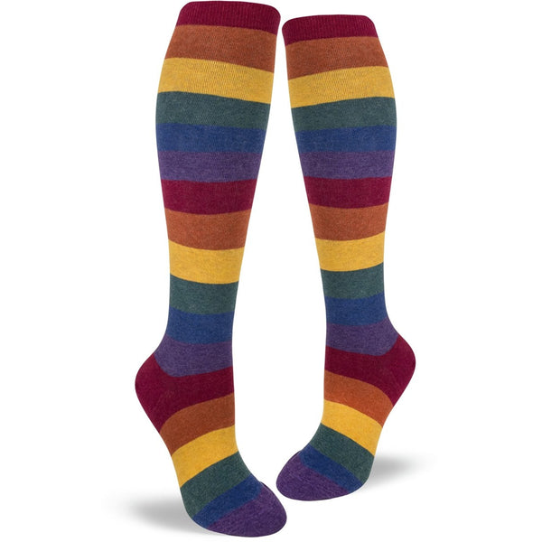 Heather Rainbow Striped Knee High Socks