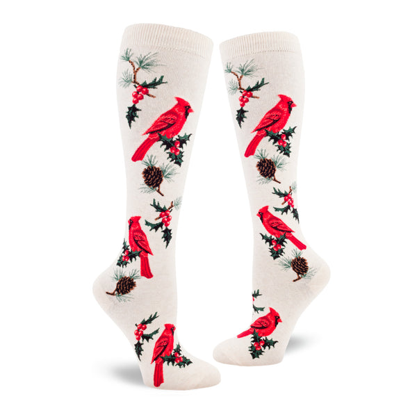 Cardinal Women's Cream Knee High Socks