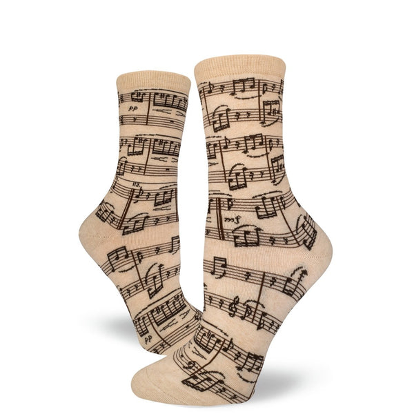 A Genius Composition Music Womens Beige Crew Socks