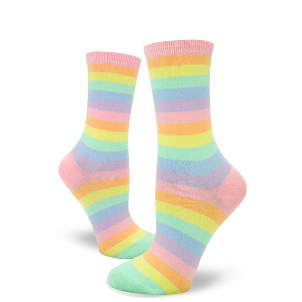 Pastel Rainbow Striped Women's Crew Socks