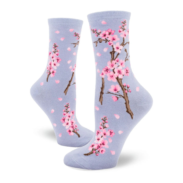 Cherry Blossom Women's Lilac Crew Socks