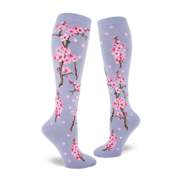 Cherry Blossom Women's Lilac Knee High Socks