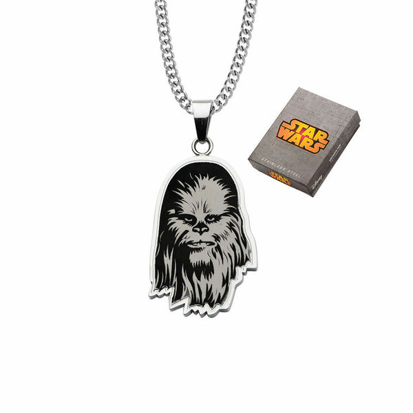 Star Wars Etched Chewbacca Stainless Steel Chain Pendant Necklace