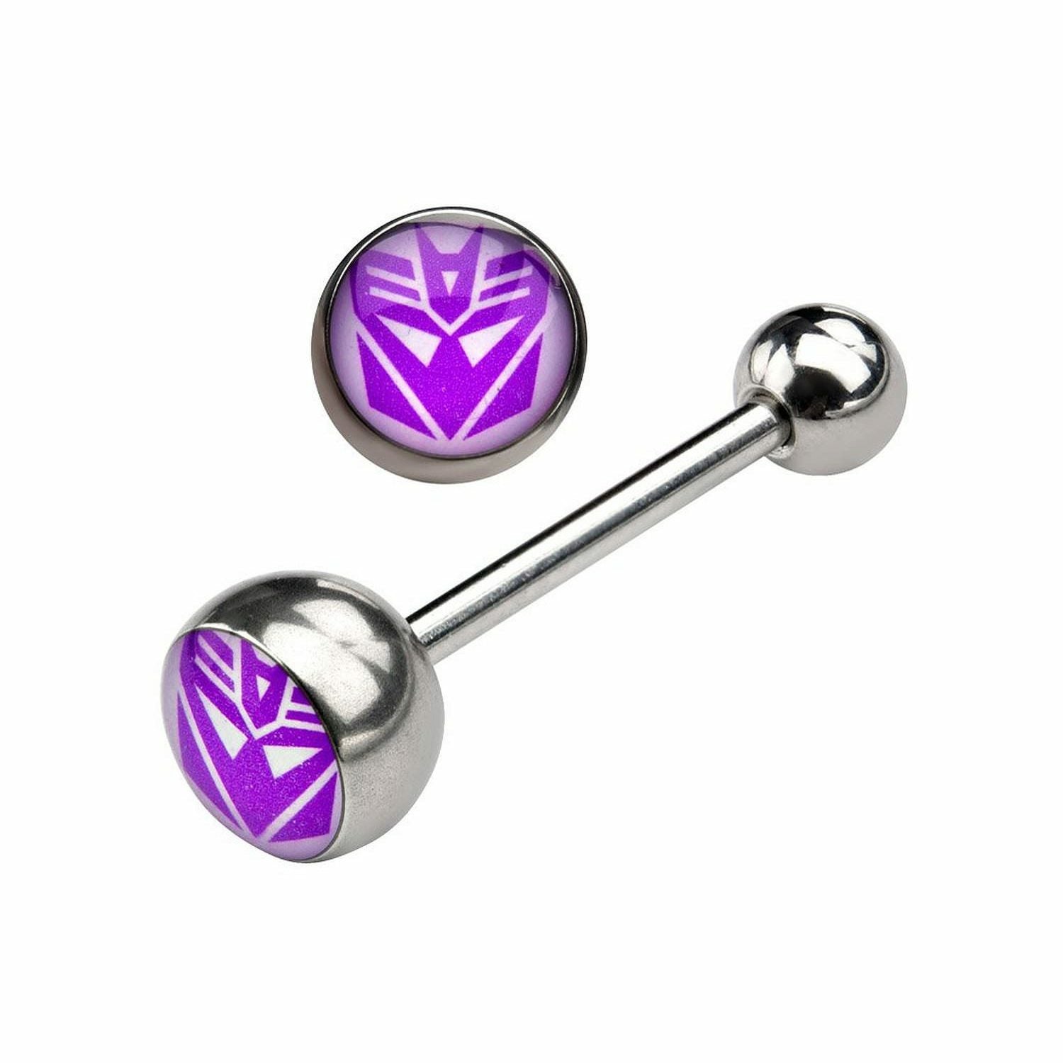 Transformers Decepticon Logo 14G Stainless Steel Barbell Ring