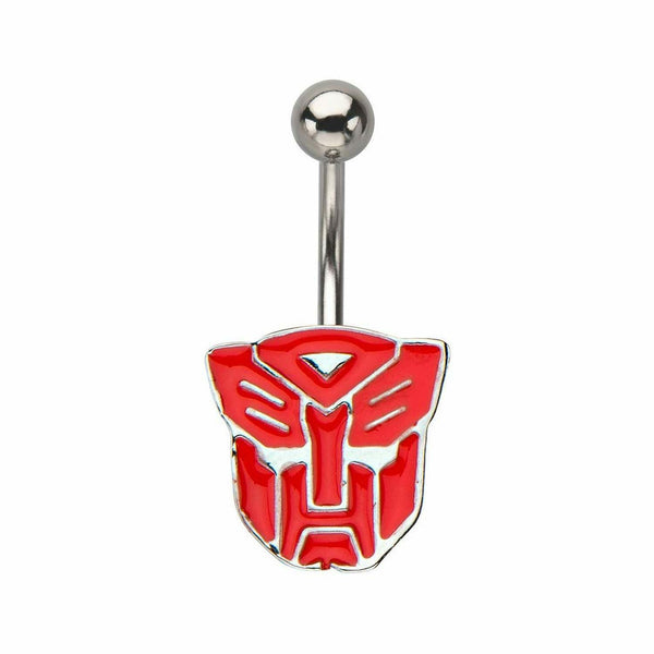 Transformers Red Autobots Logo 14G Stainless Steel Belly Button Ring