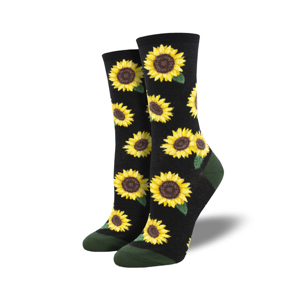 More Blooming Socks Women's Black Crew Socks