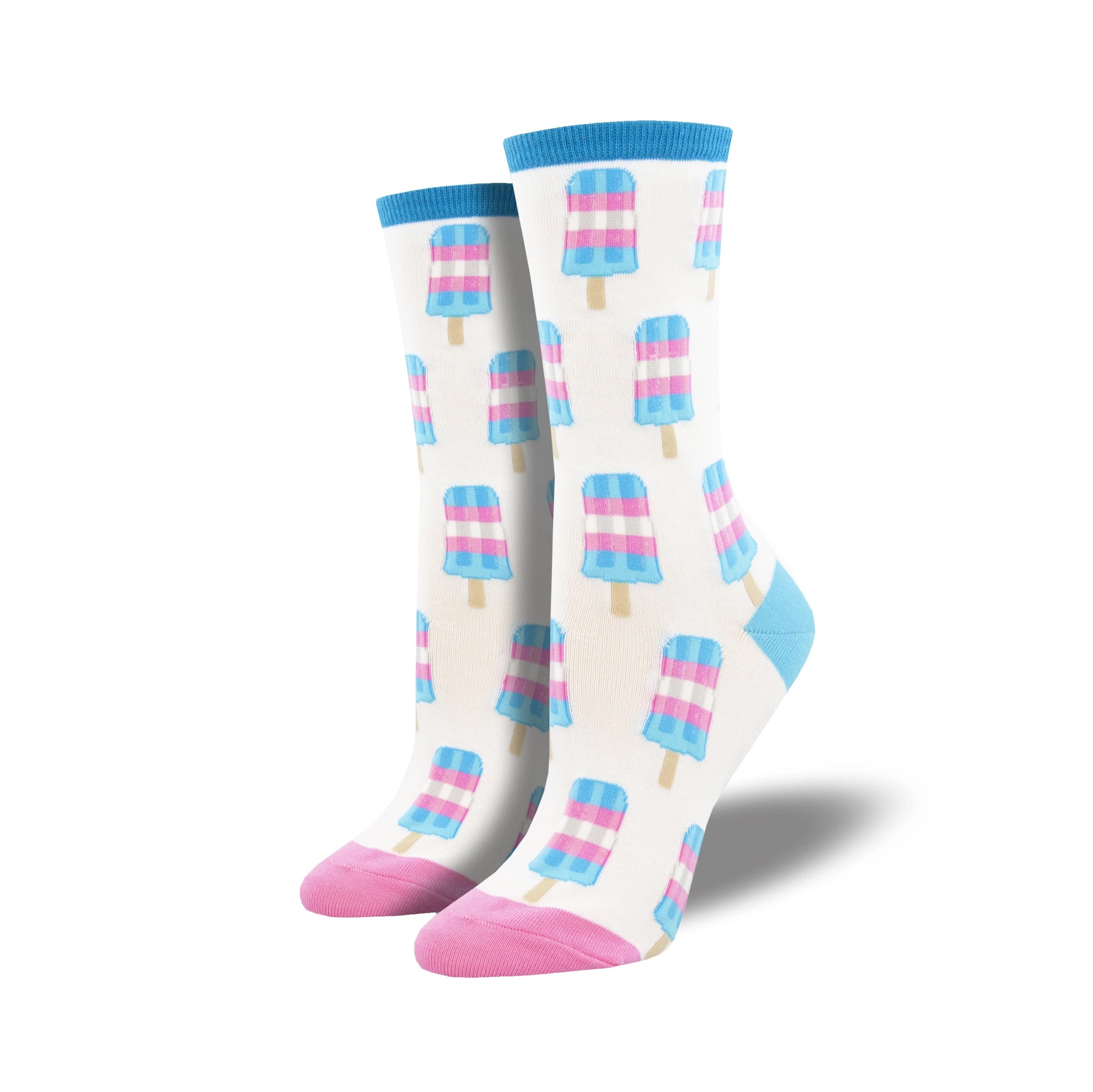 Trans Pops Women's White Crew Socks