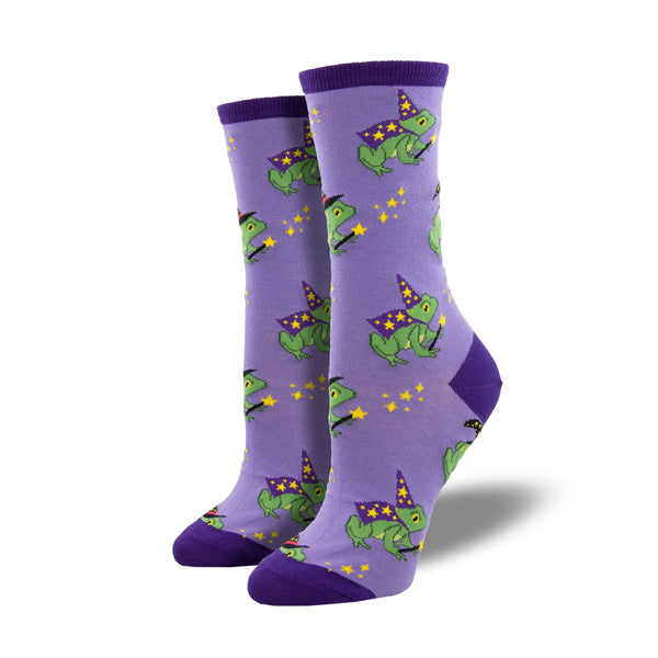 Freaky Frogs Women's Purple Crew Socks