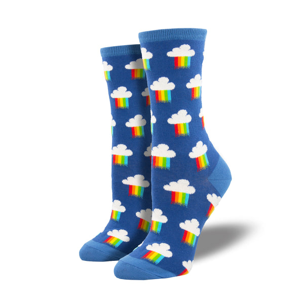 Rainbow Rain Women's Blue Crew Socks