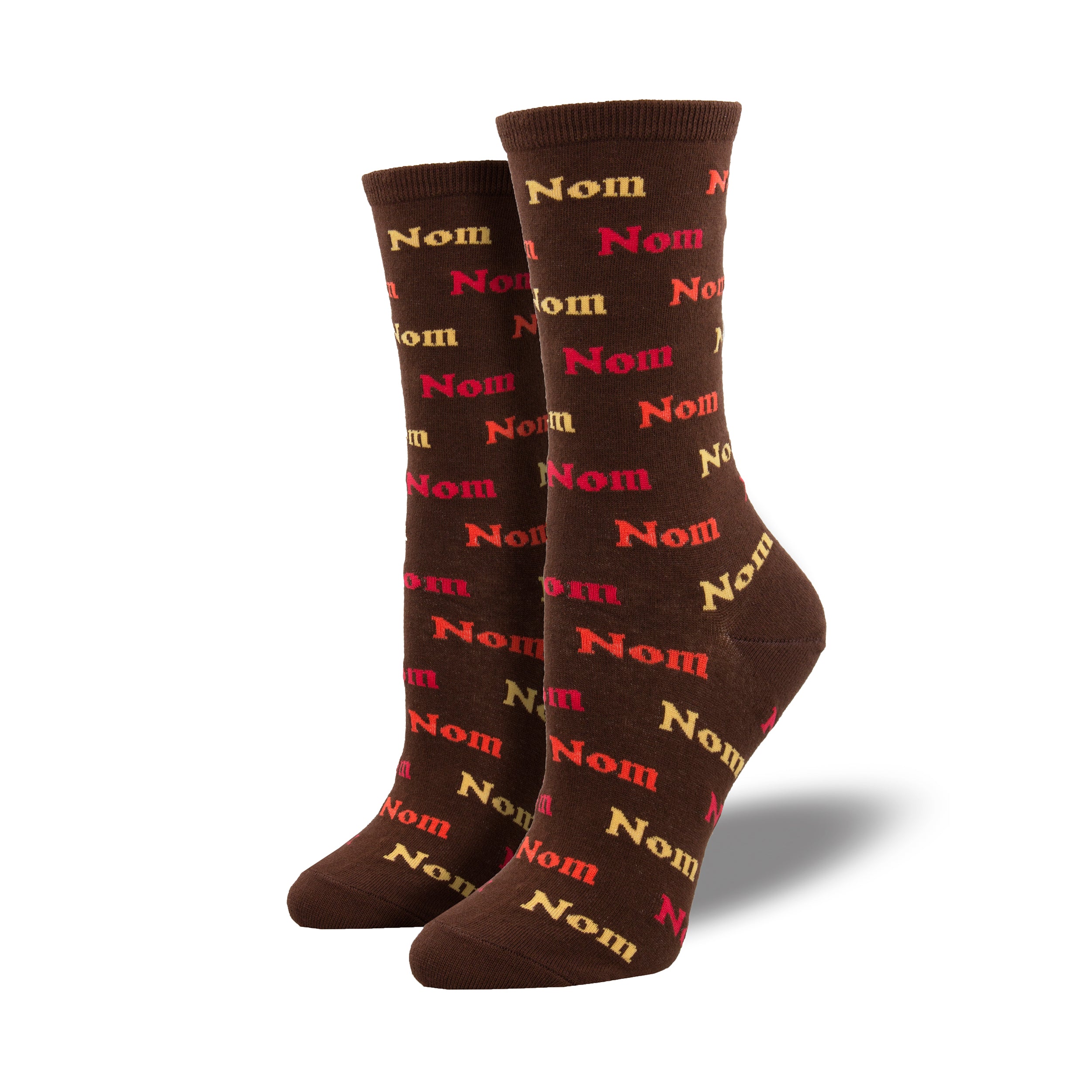 Nom Nom Nom Women's Brown Crew Socks