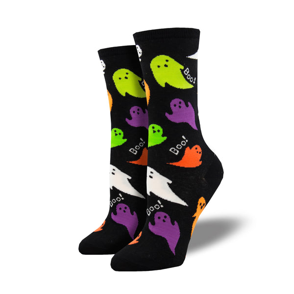 Boo Women's Black Crew Socks