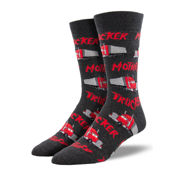 Mother Trucker Men's Charcoal Heather Crew Socks