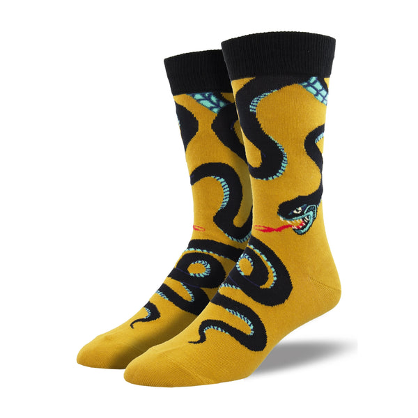 Slither Me Timbers Men's Gold Crew Socks