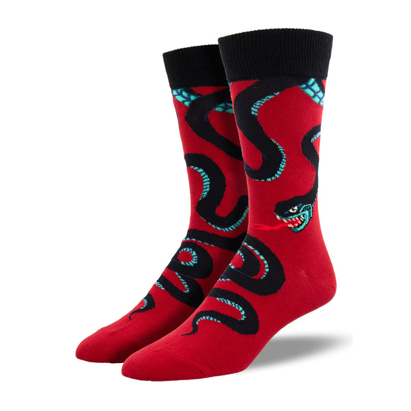 Slither Me Timbers Men's Red Crew Socks