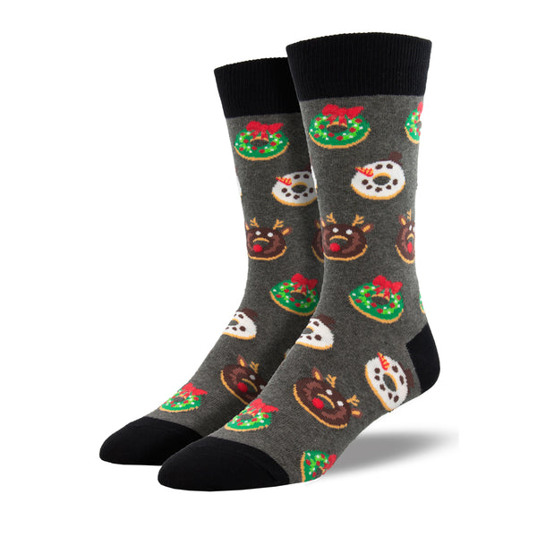 Decorative Donuts Men's Charcoal Heather Crew Socks