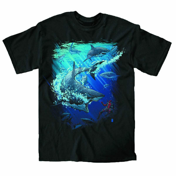 Deadpool Shark Swarm Black T-Shirt