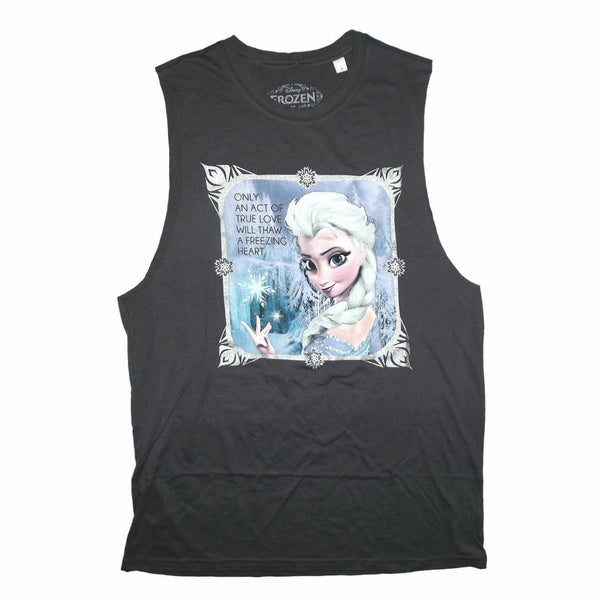 Disney Frozen Freezing Heart Juniors Grey Sleeveless T-Shirt