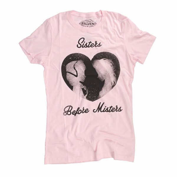 Disney Frozen Sisters Before Misters Juniors Pink T-Shirt