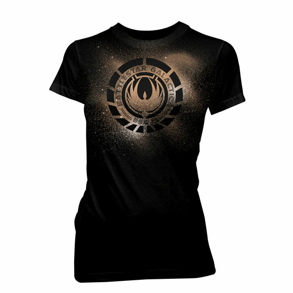 Battlestar Galactica Crest Splatter Juniors T-Shirt