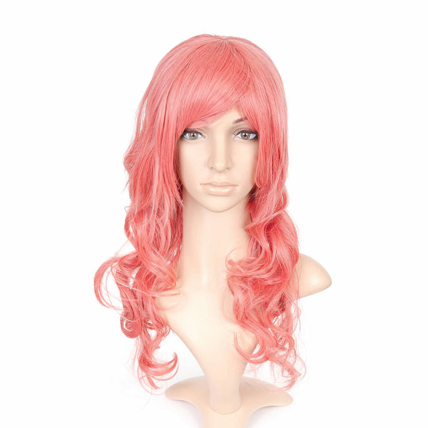 Rose Pink Curly Medium Length Anime Cosplay Costume Wig