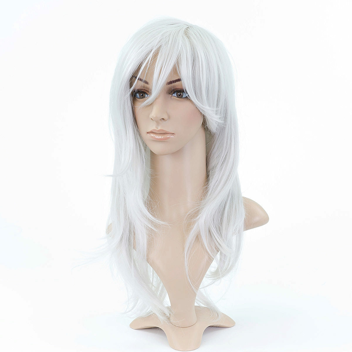 White Wavy Medium Length Anime Cosplay Costume Wig