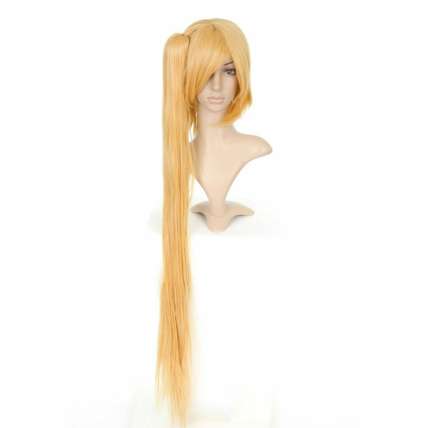 Blonde Long Length Anime Cosplay Costume Wig w/ Ponytail