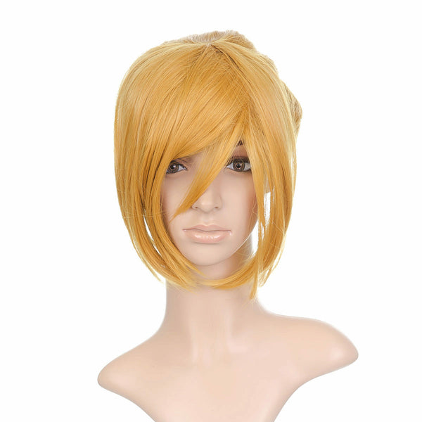 Dark Blonde Styled Short Anime Cosplay Costume Wig with Long Bangs