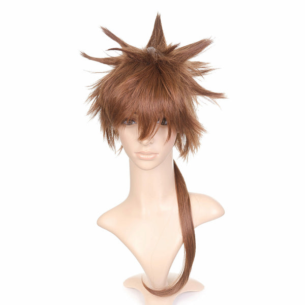 Light Auburn Spike Styled Short Length Anime Cosplay Costume Wig with Tail