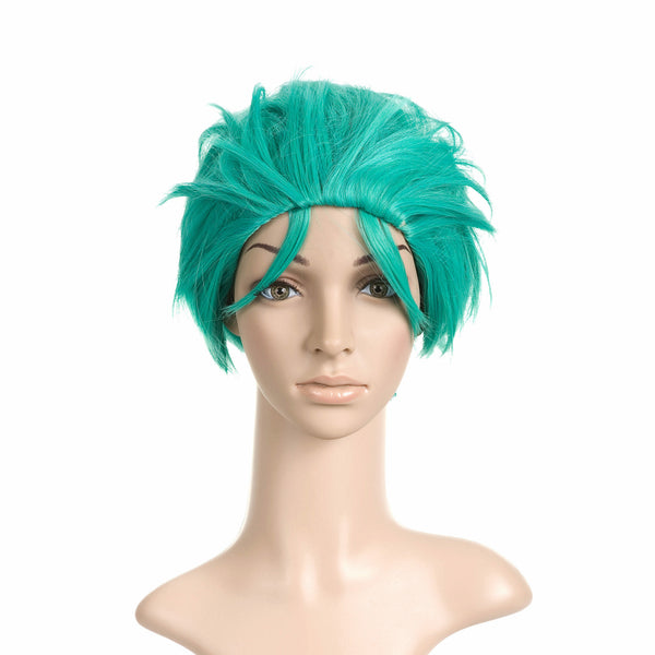 Aqua Green Slick Back Short Length Cosplay Costume Wig