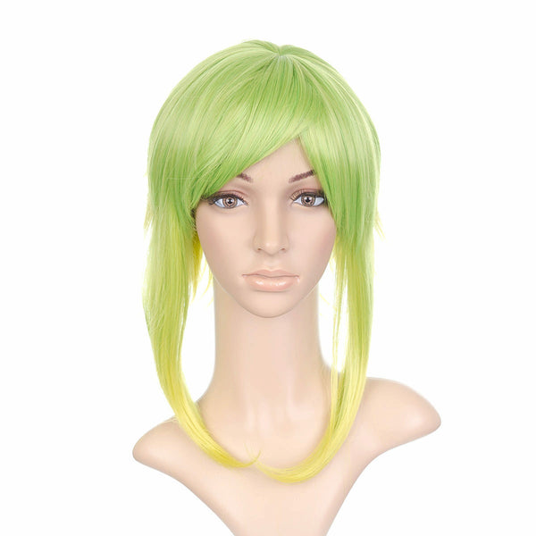 Lime Green Anime Cosplay Costume Wig with Long Side Bangs