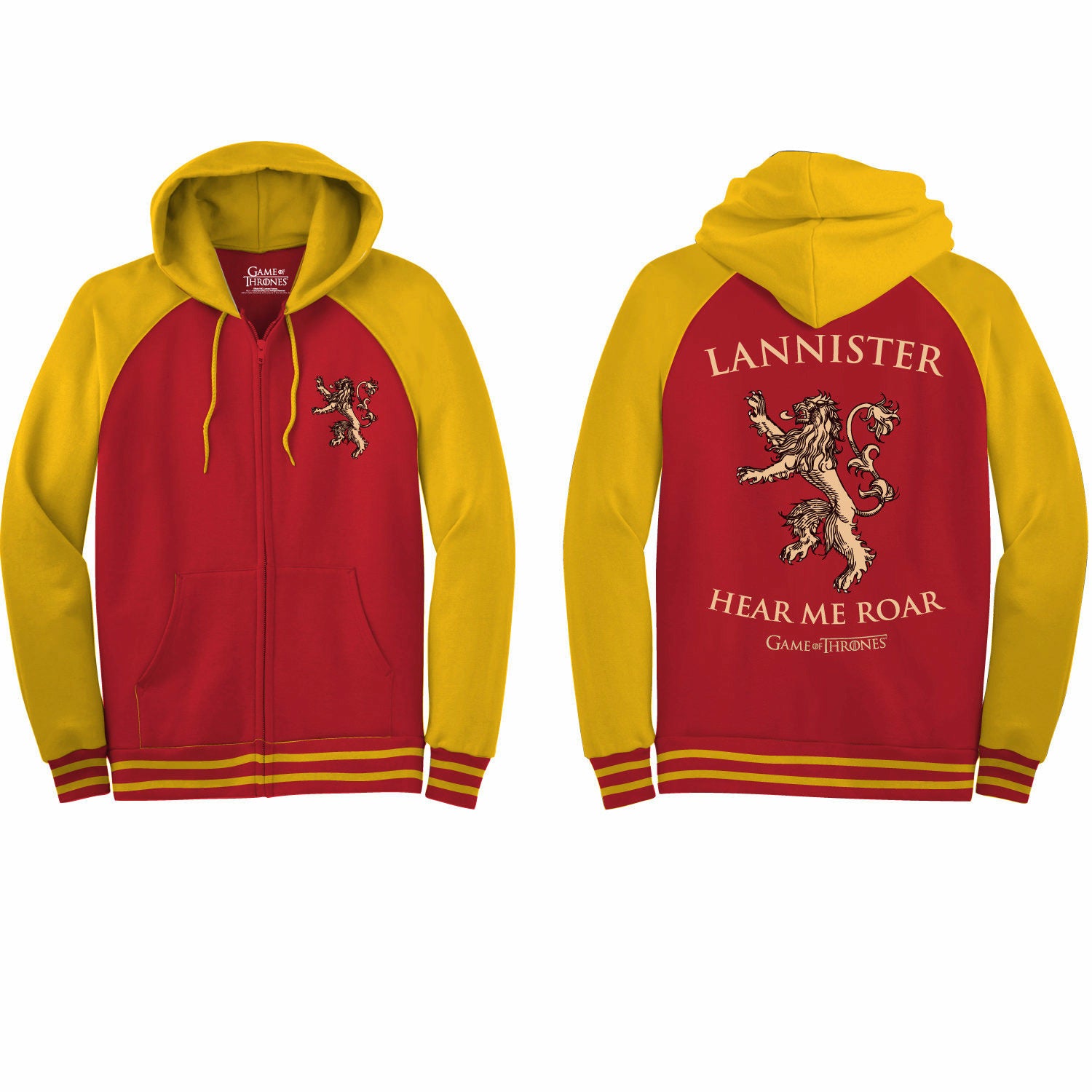 Game Of Thrones Lannister Embroidered Logo Zip-Up Hoodie Sweatshirt
