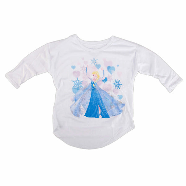 Disney Frozen Elsa Hearts Juniors 3/4 Sleeve T-Shirt