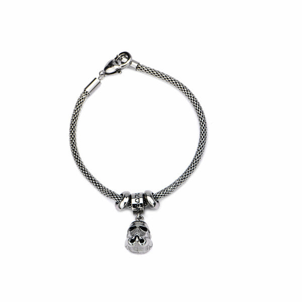 Star Wars Stormtrooper Stainless Steel Pendant Bracelet with 7 Inch Mesh Chain