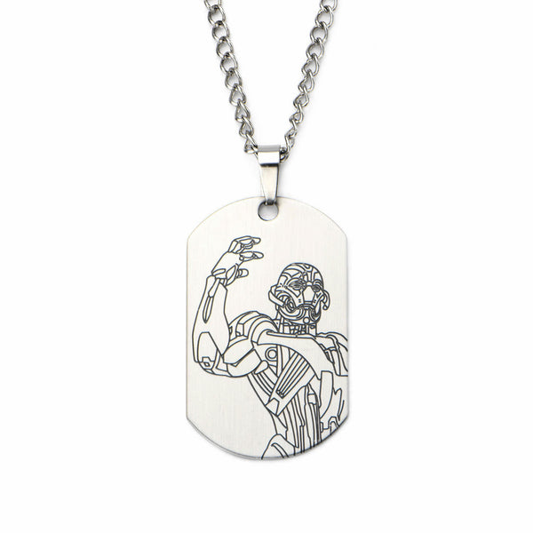 Marvel Avengers Age Of Ultron Laser Etched Ultron Dog Tag Pendant Necklace