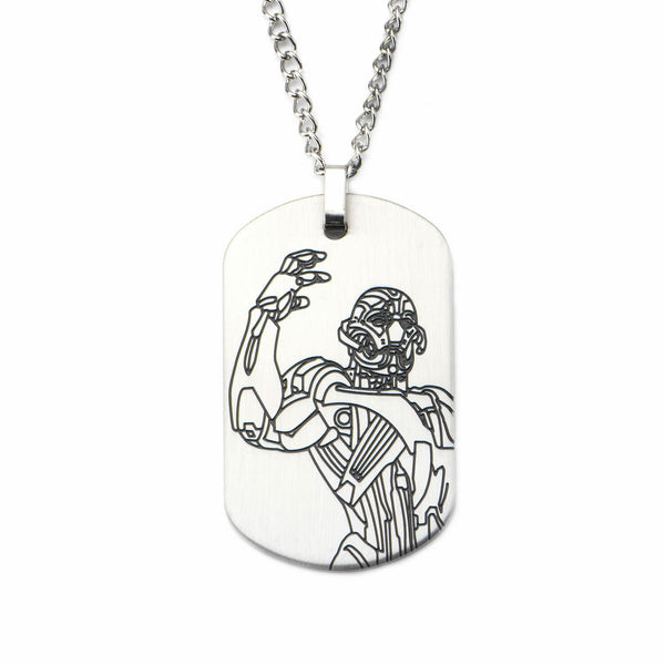 Marvel Avengers Age Of Ultron Laser Etched Ultron Dog Tag Large Pendant Necklace